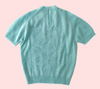 Light teal short sleeve knitted top- Vintage deadstock
