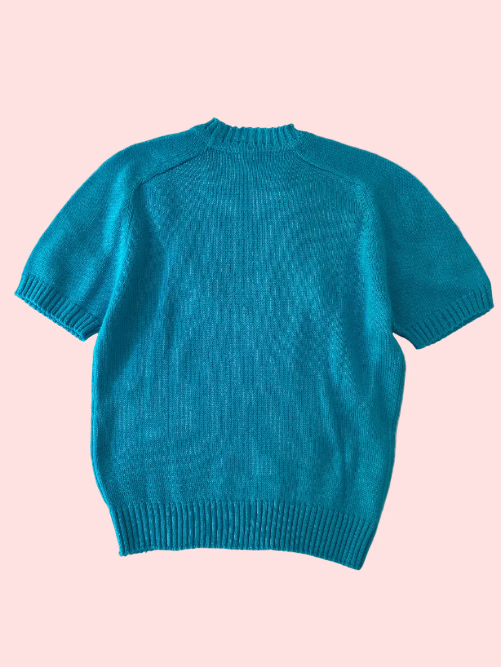 Turquoise short sleeve knitted top- Vintage deadstock