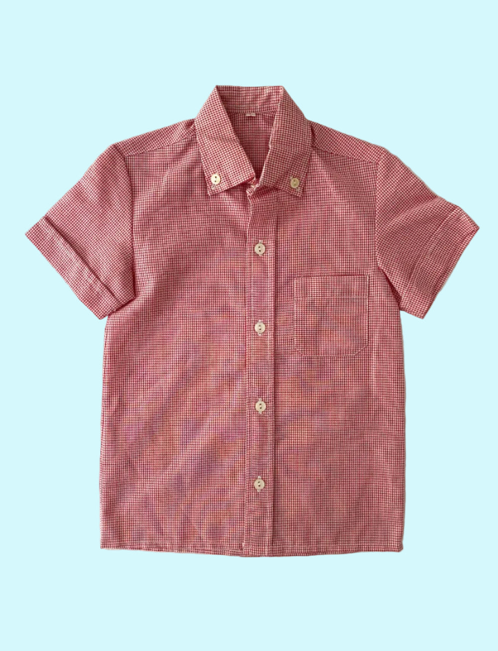 Vichy button down shirt-  Vintage deadstock