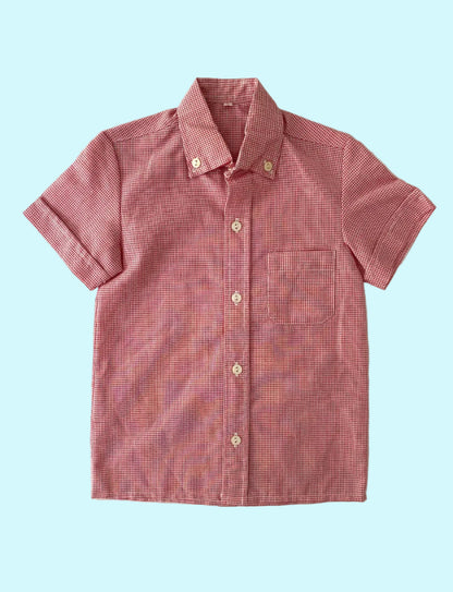 Vichy button down shirt-  Vintage deadstock