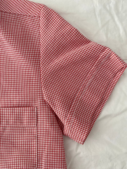 Vichy button down shirt-  Vintage deadstock