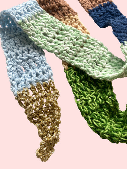 Dylan crochet miniscarf- Green & brown