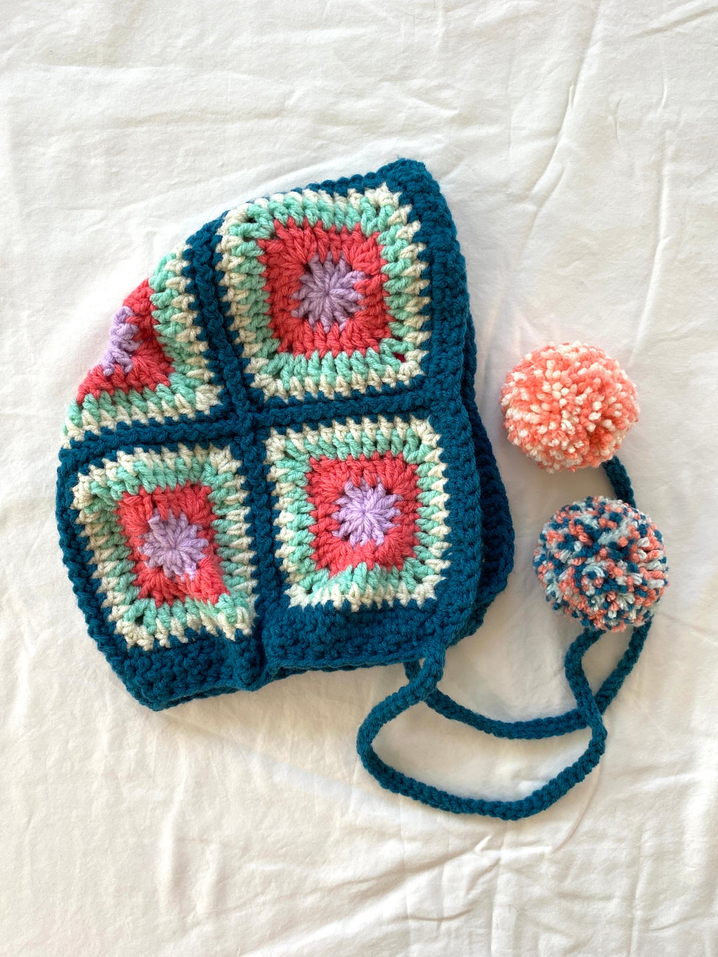Poppy hand knitted Bonnet- Teal- Kid 8T/ Adult