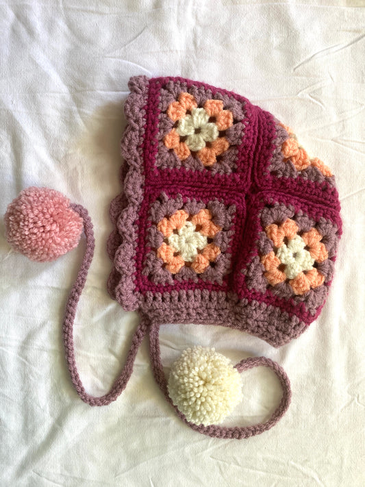 Poppy hand knitted Bonnet- Lilac-Kid 2 / 10T