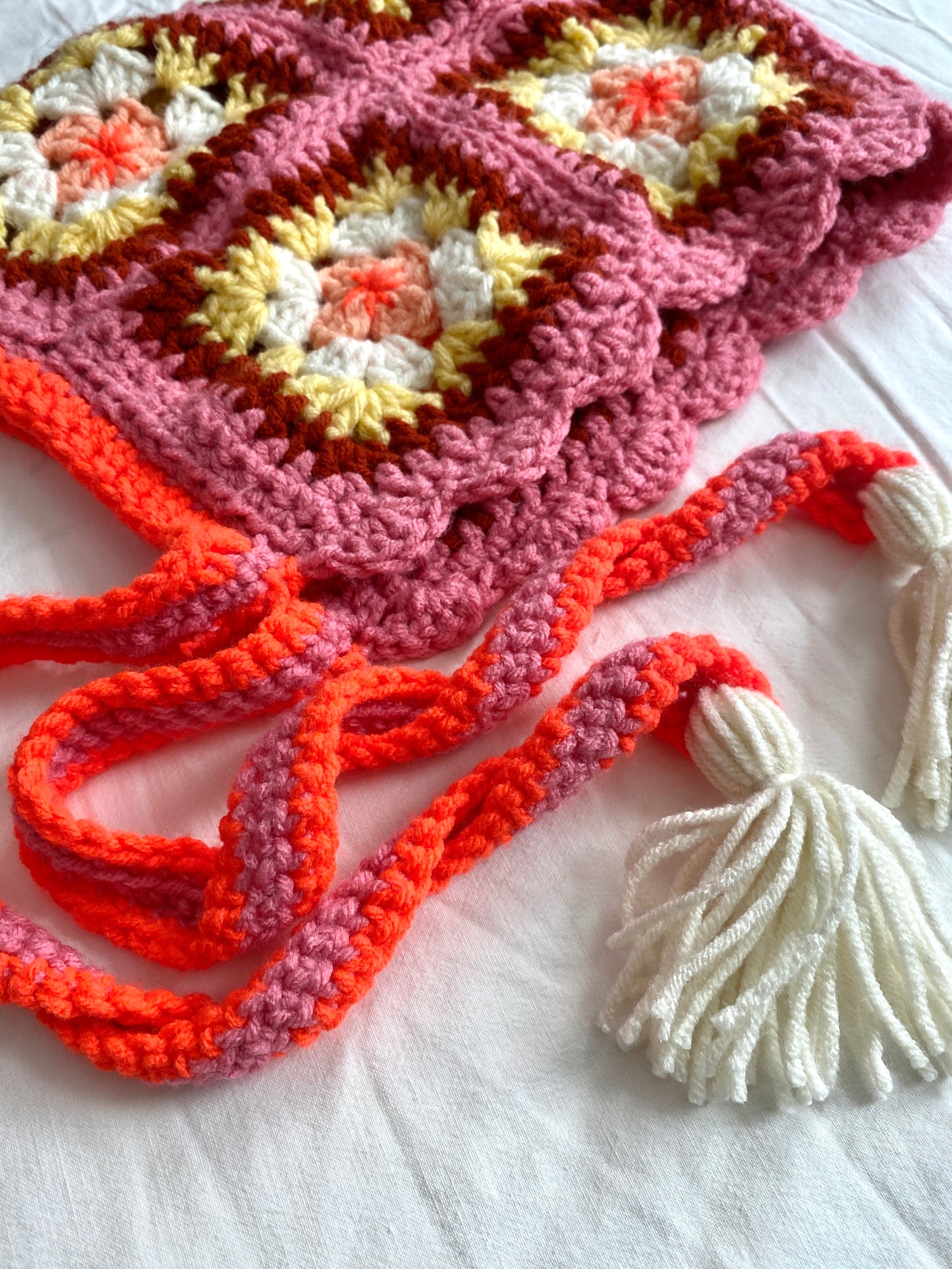 Poppy hand knitted Bonnet/ Hood- Neon- Teen 12T/ Adult