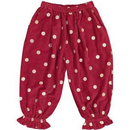 GIRL PANTS- Anais Golden Dots corduroy girl pants