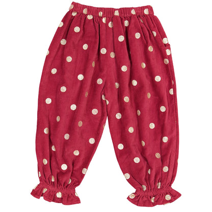 GIRL PANTS- Anais Golden Dots corduroy girl pants