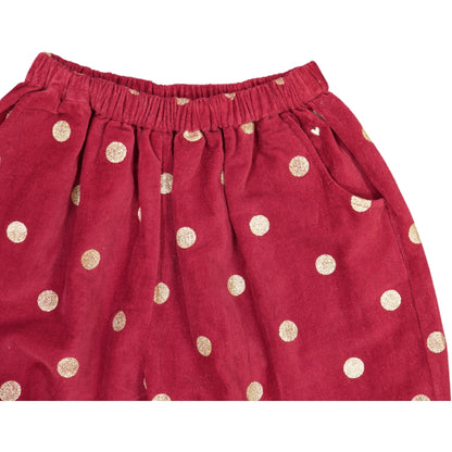 GIRL PANTS- Anais Golden Dots corduroy girl pants