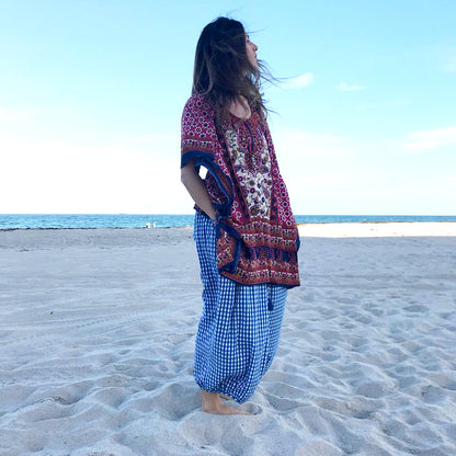 Carmen WOMAN pants Gingham Blue